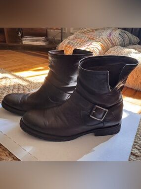 Frye Leather Natale Engineer Ankle Boots with Buckle